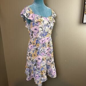 Monteau Los Angeles Dress Women M Above knee Floral back tie